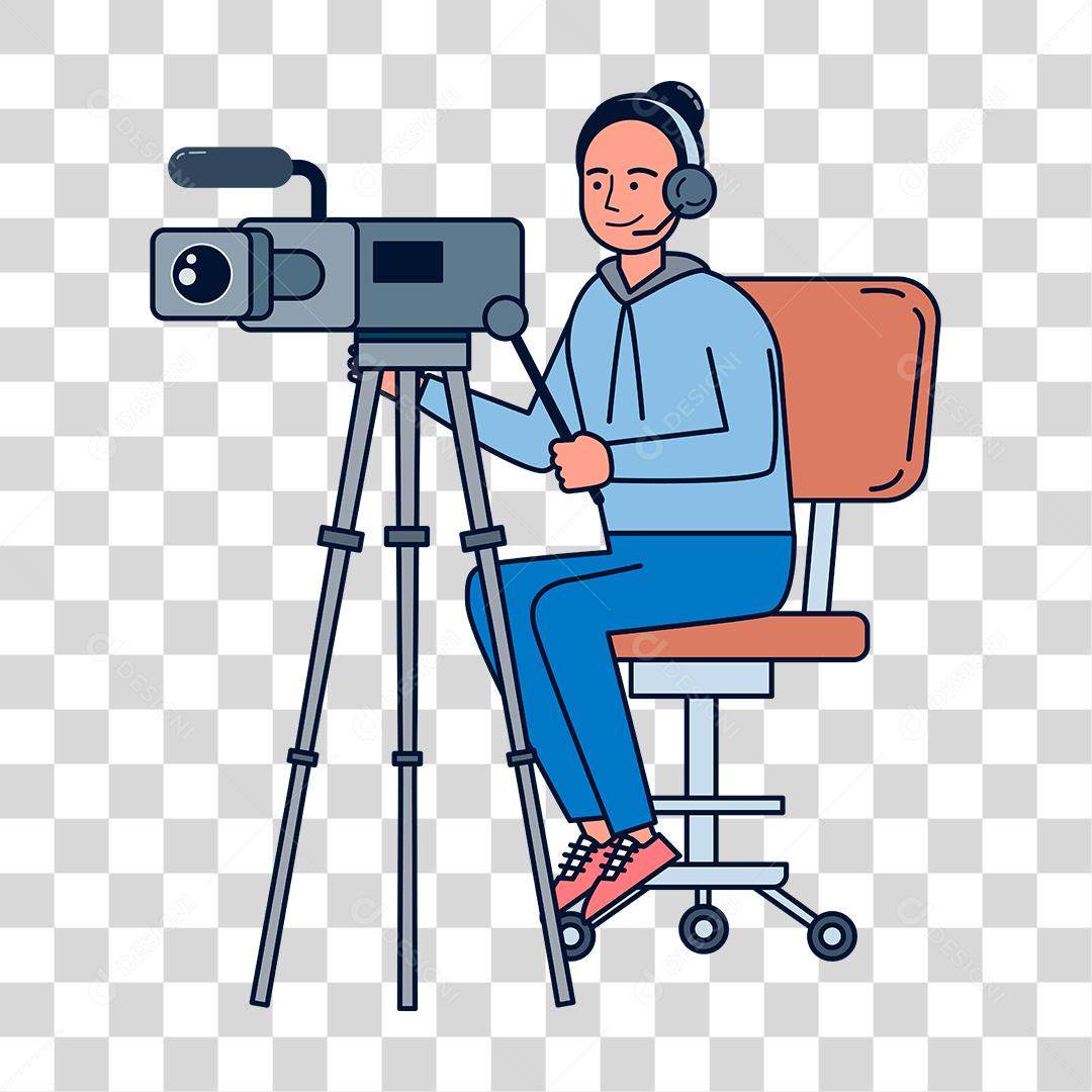 Desenho de homem usando câmera