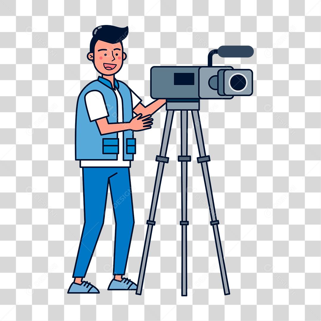 Desenho de homem usando câmera