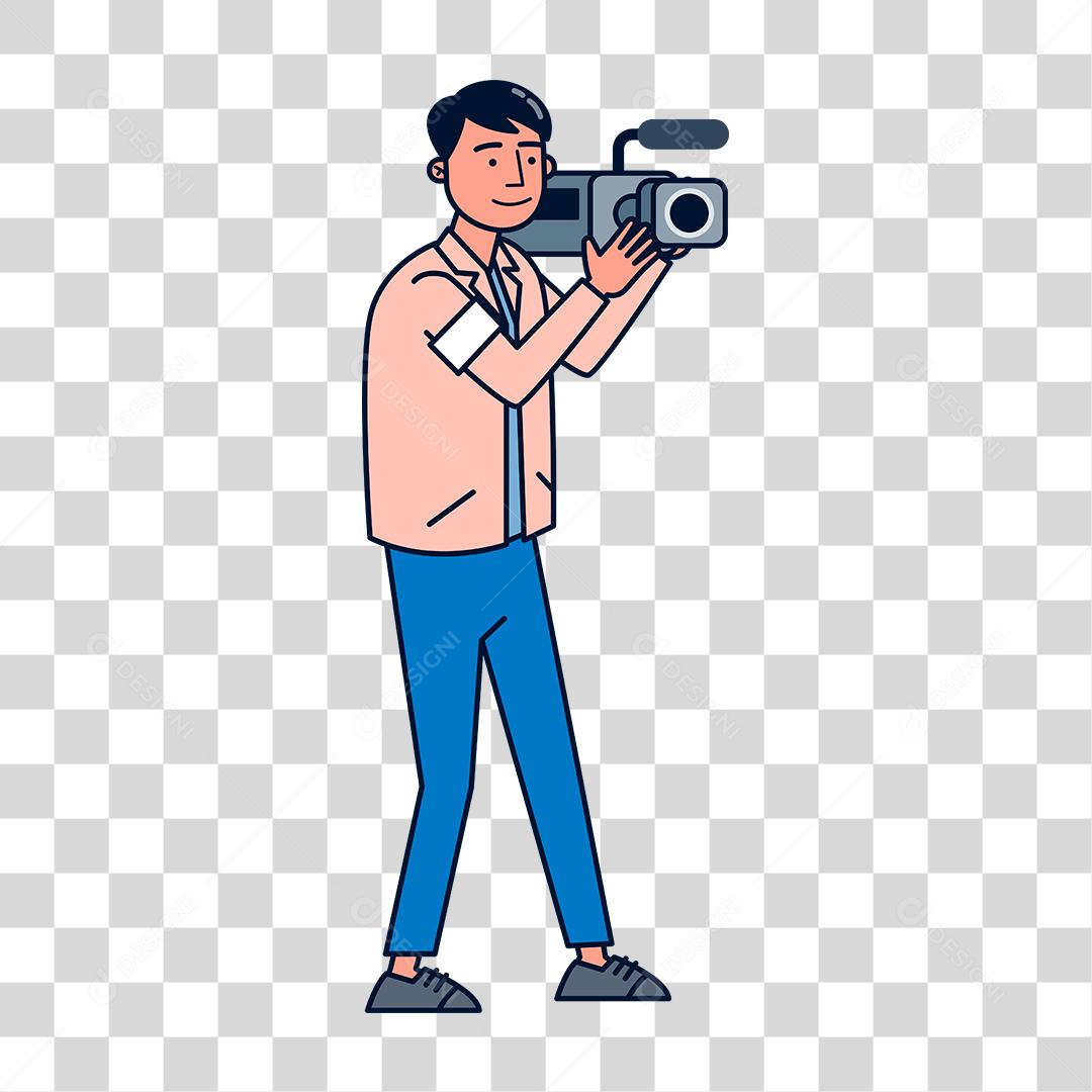 Desenho de homem usando câmera