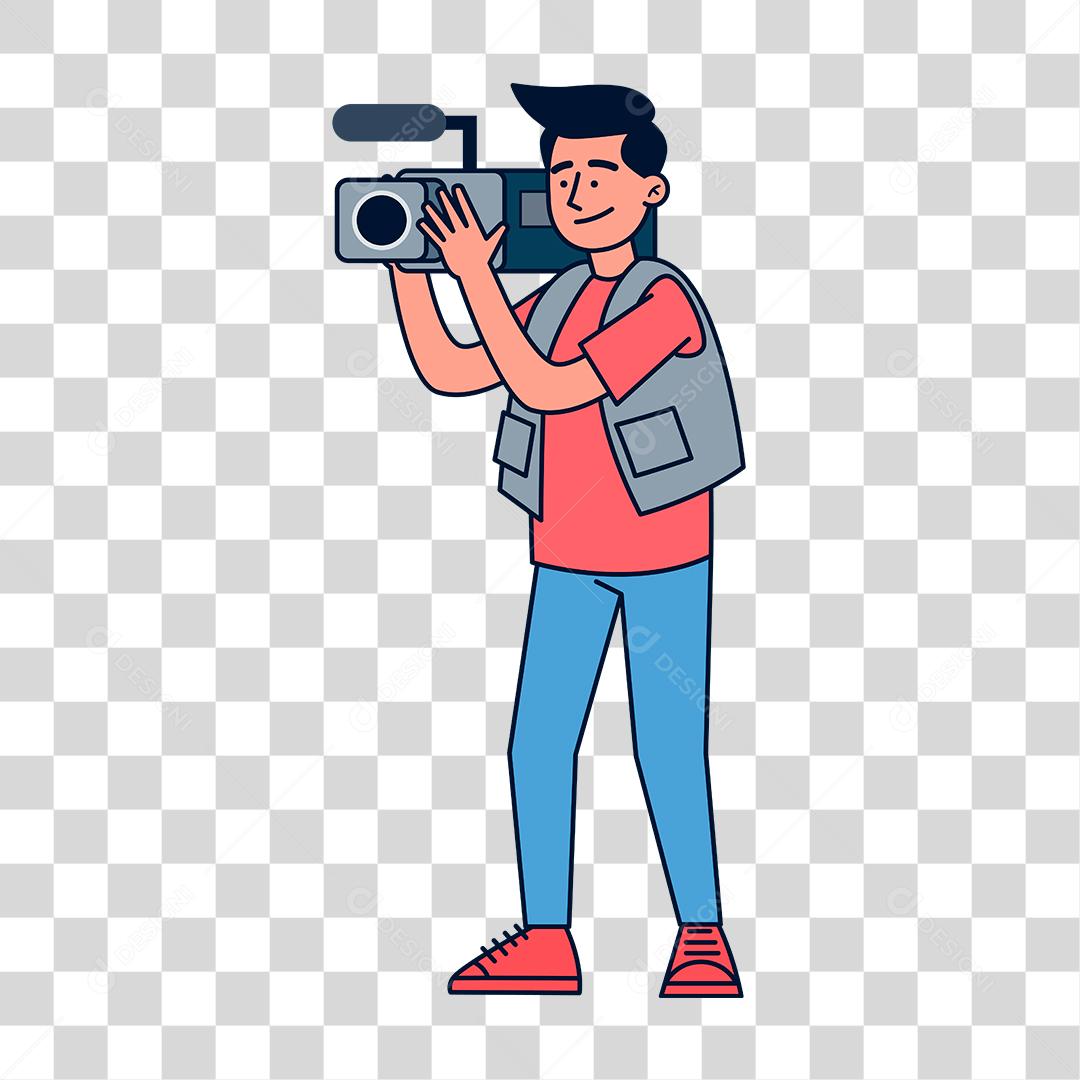 Desenho de homem usando câmera