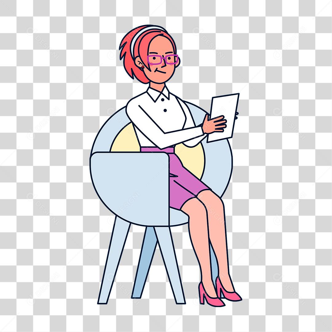 Desenho de mulher sentado cadeira