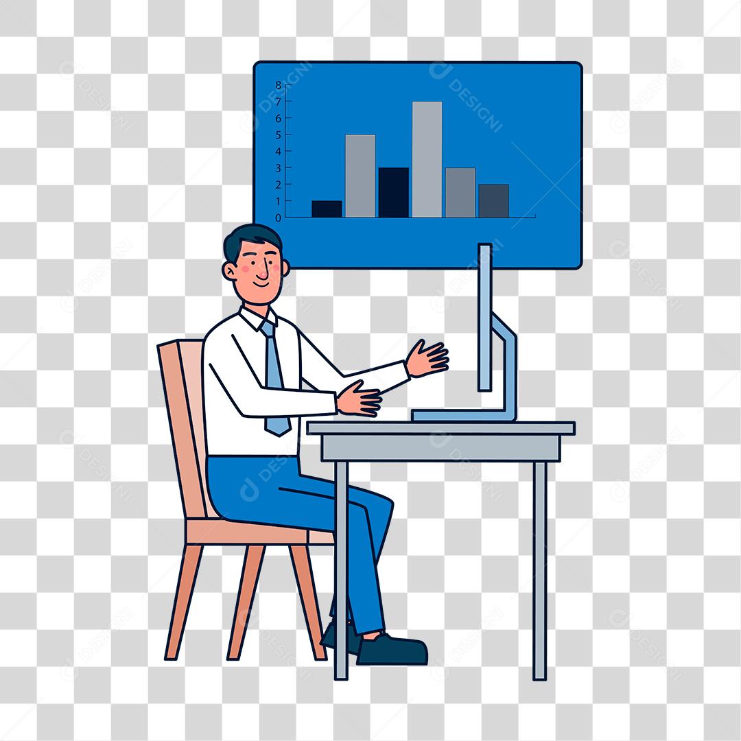 Cartoon of man moving notebook office