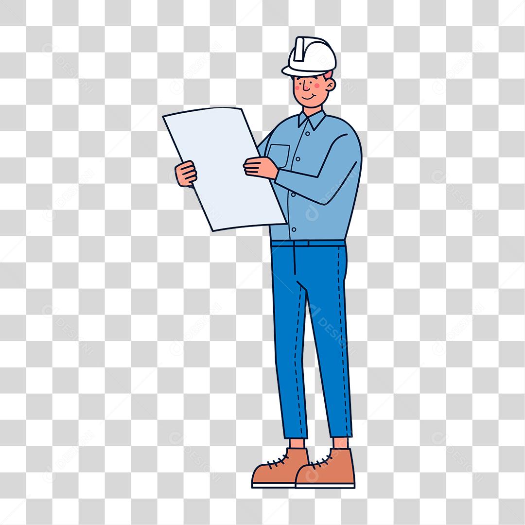 Desenho de homem trabalhador usando capacete