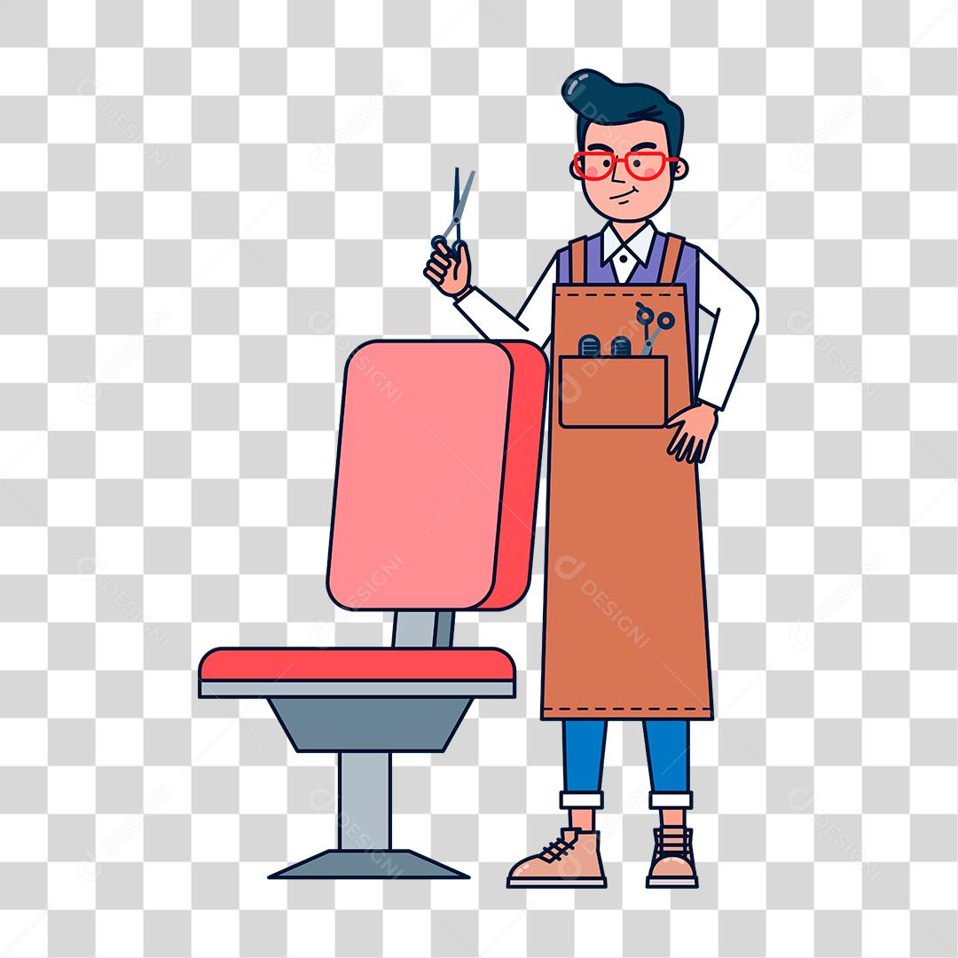 Desenho de homem trabalhador barbeiro