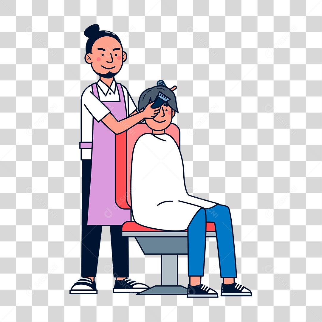 Desenho de homem trabalhador barbeiro