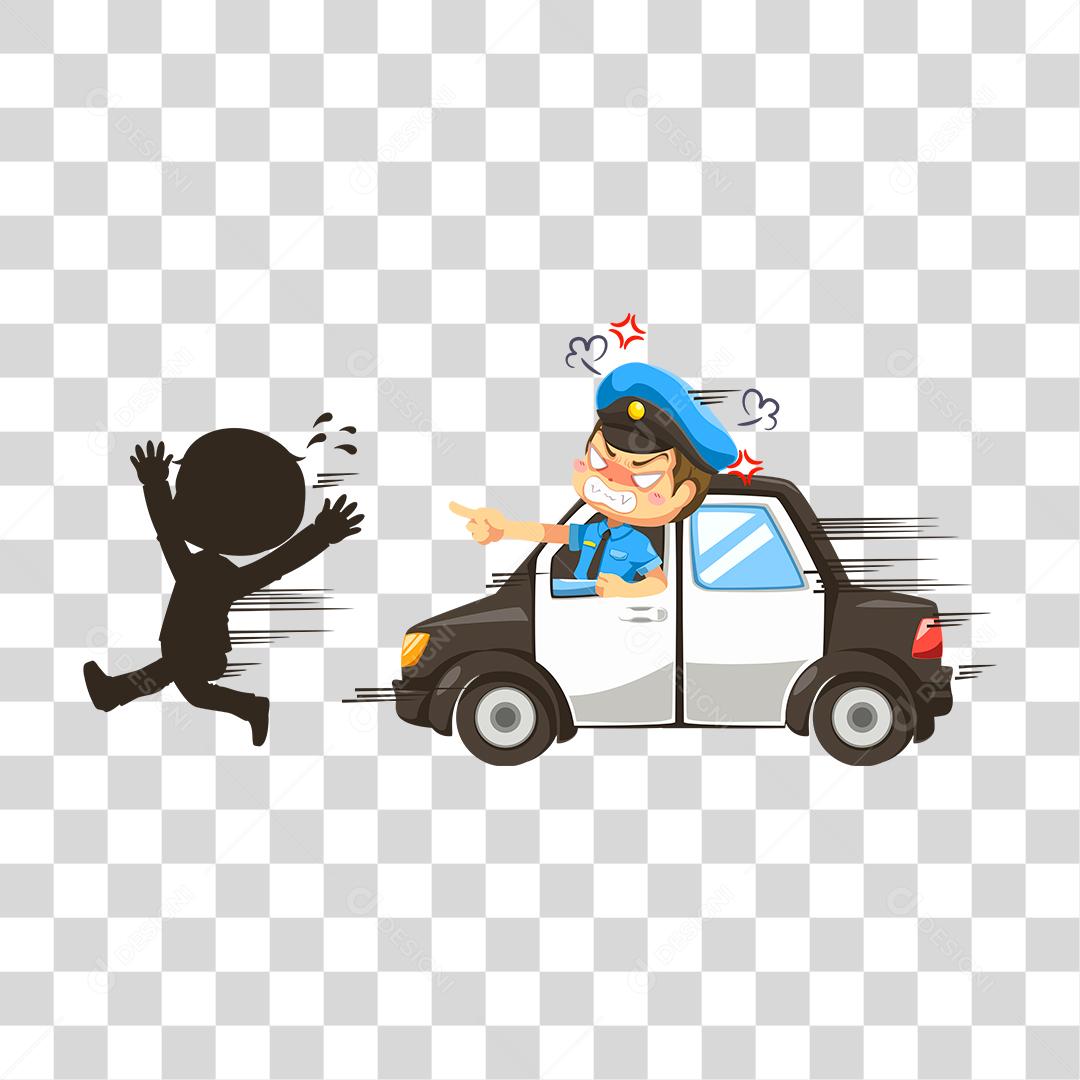 Desenho de policial concluindo seu trabalho