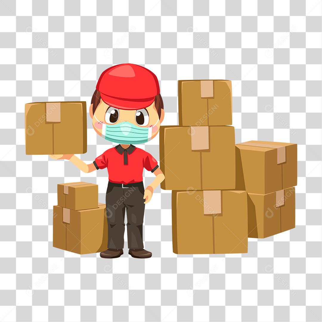 Desenho de pessoa entregando caixa