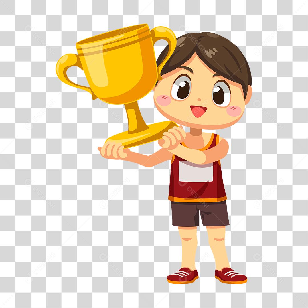 Desenho de homem jogando basquete esporte ganhando troféu