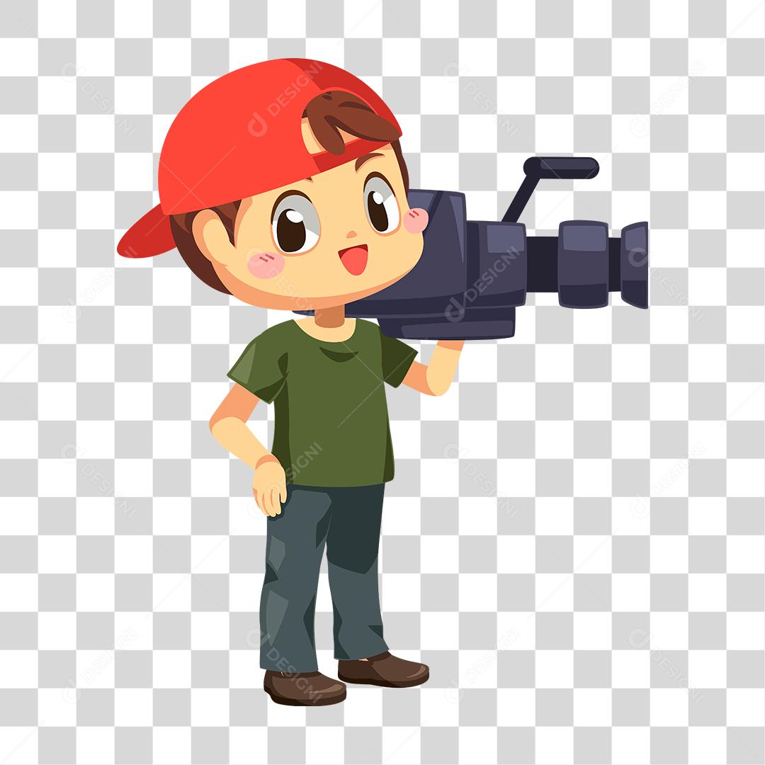 Desenho de homem segurando câmera fotográfica