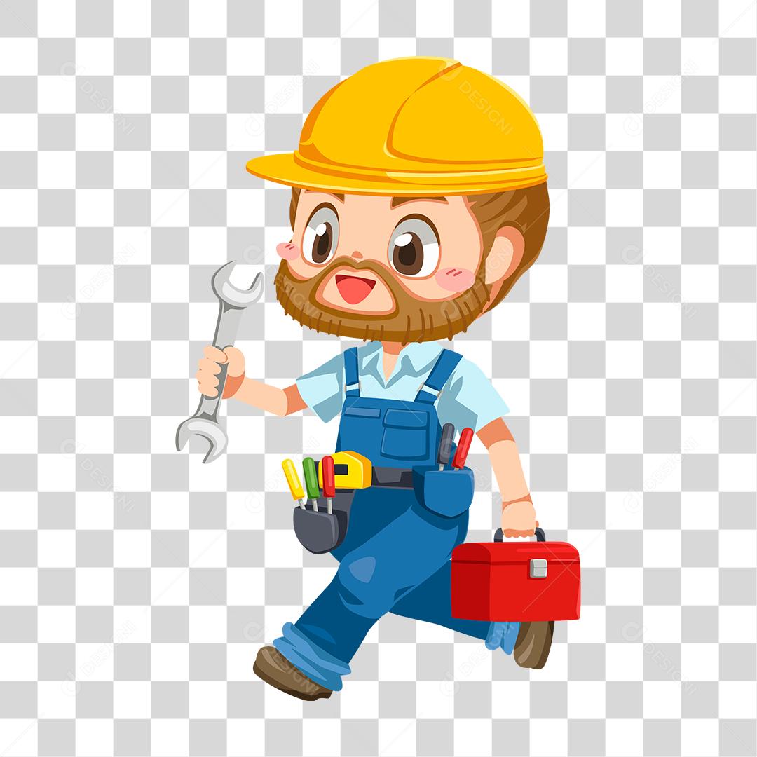 Desenho de homem trabalhador usando capacete