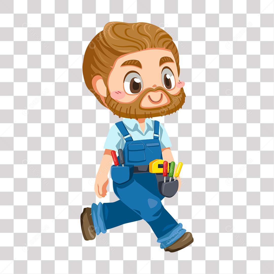 desenho de construtor de obras caminhando