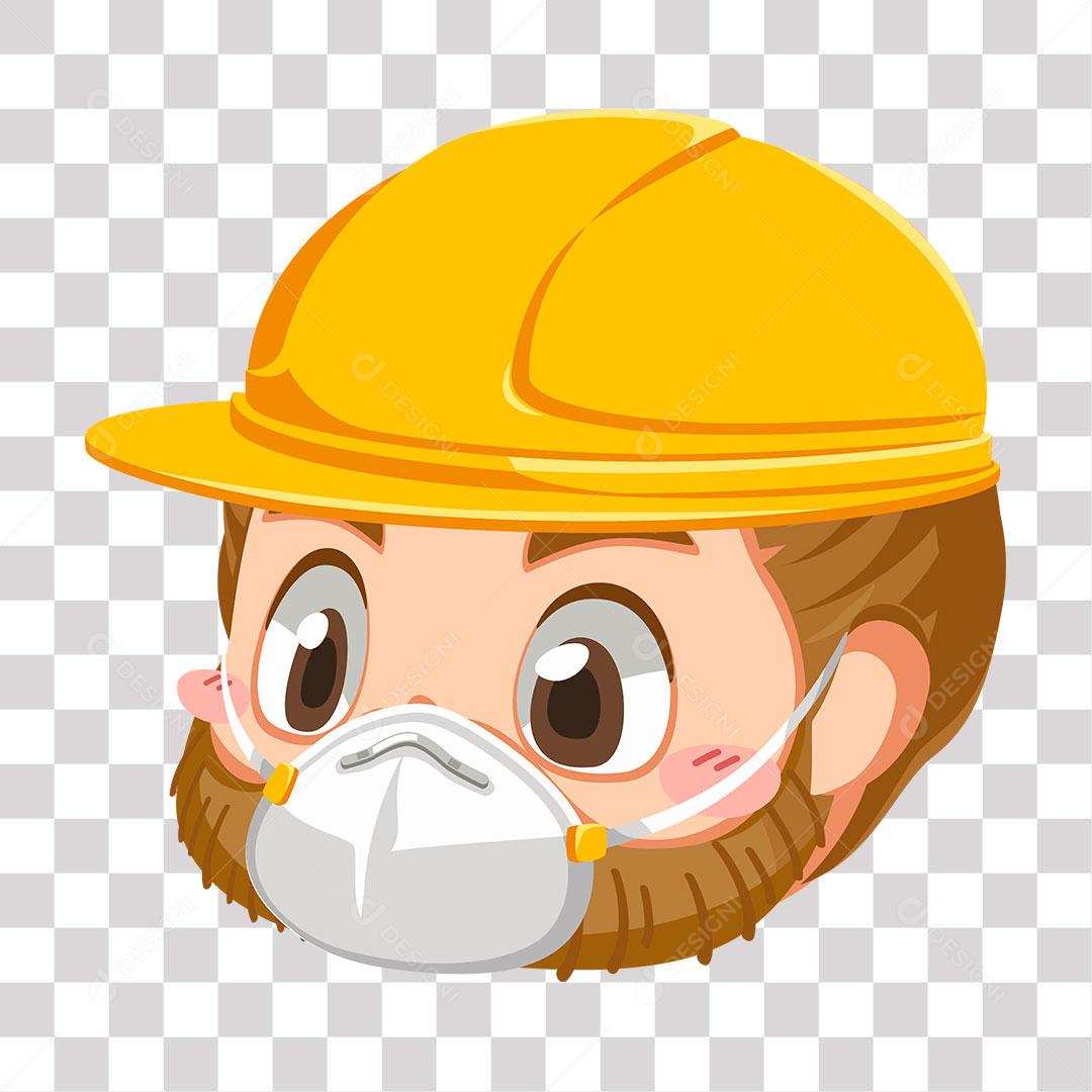 desenho de cabeça de construtor de obras com mascara de proteção