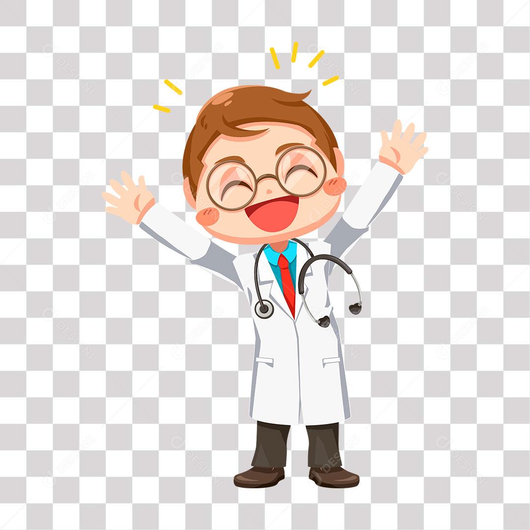 desenho de doutor muito feliz