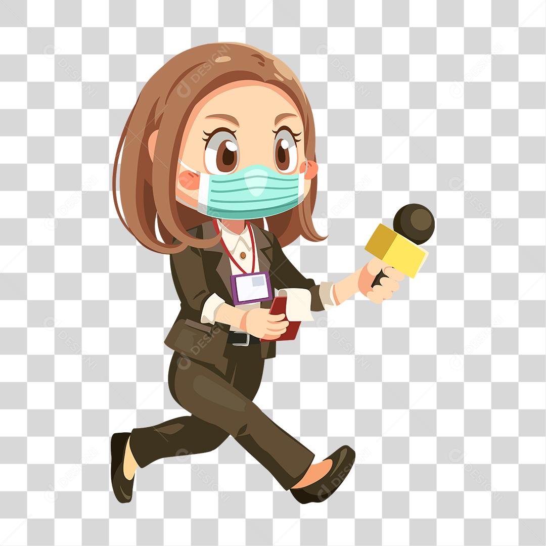 Desenho de mulher repórter