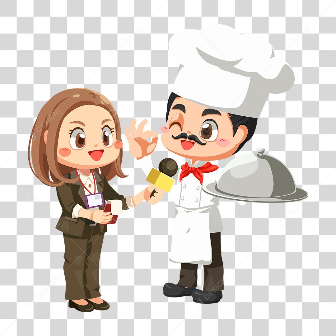 Desenho de mulher repórter