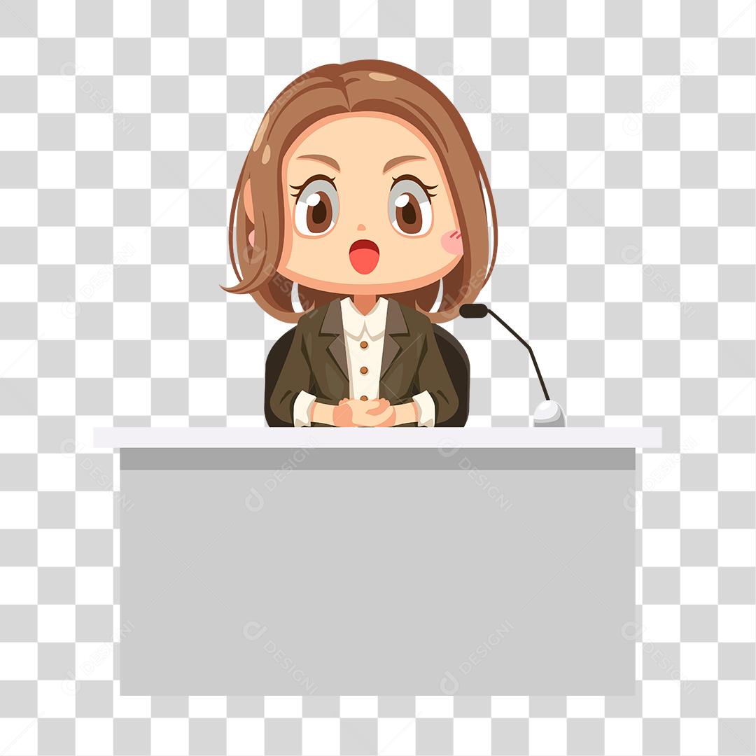 Desenho de mulher repórter