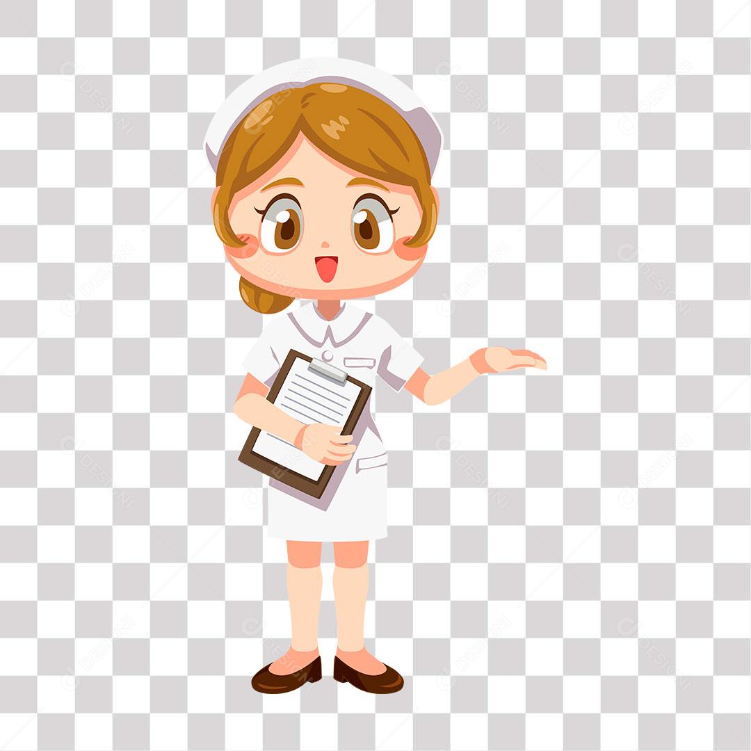 desenho de enfermeira com planilha