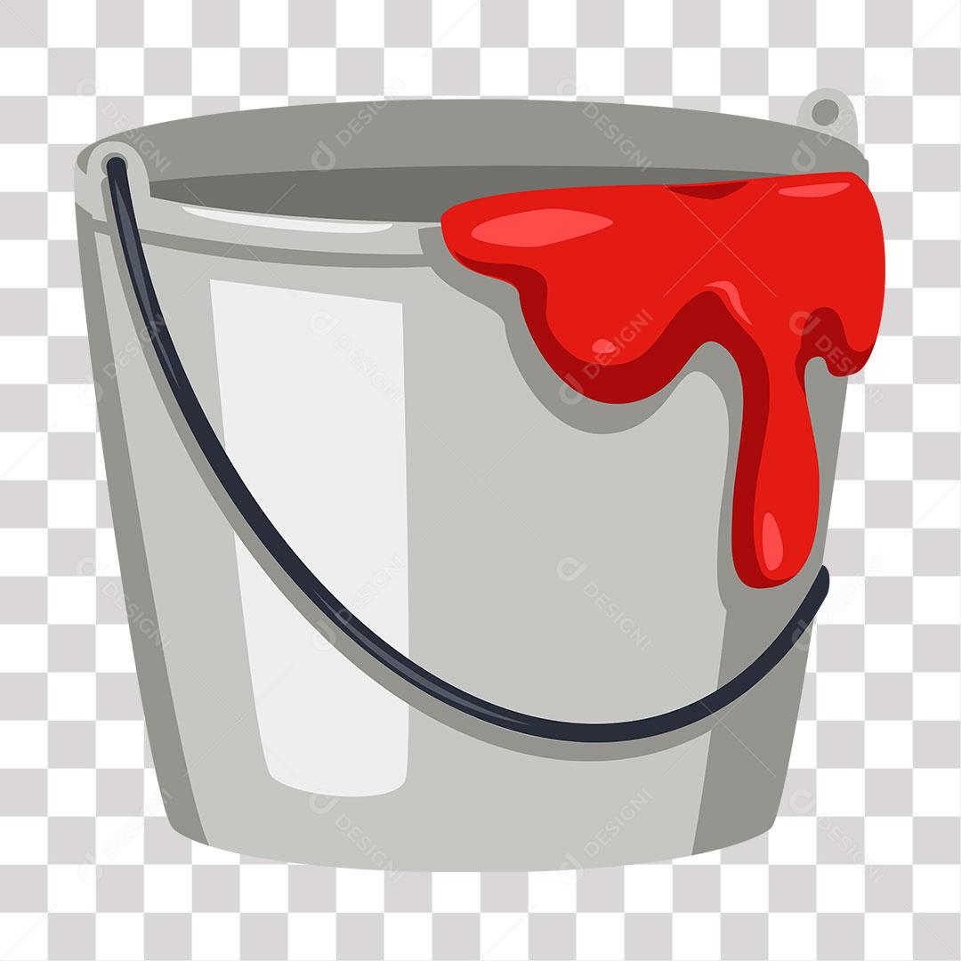 desenho de balde de tinta com tinta vermelha