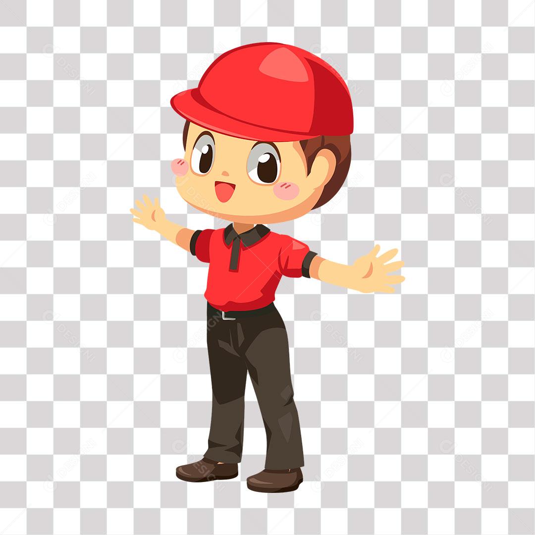 desenho de entregador feliz