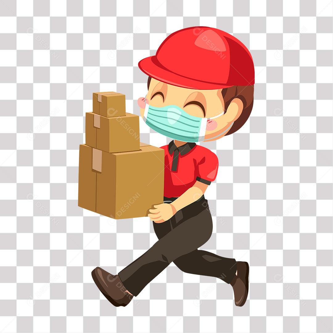 desenho de entregador fazendo entrega de caixas