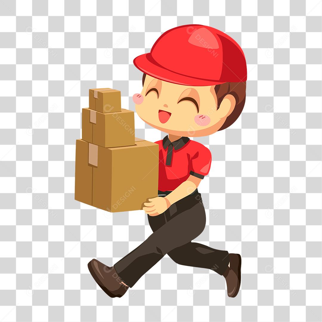 Desenho de pessoa entregando caixa