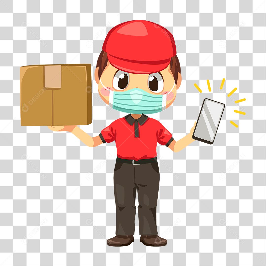 Desenho de pessoa entregando caixa