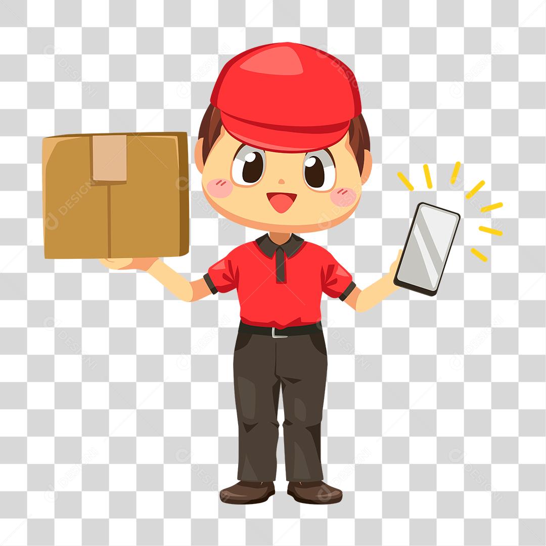 Desenho de pessoa entregando caixa