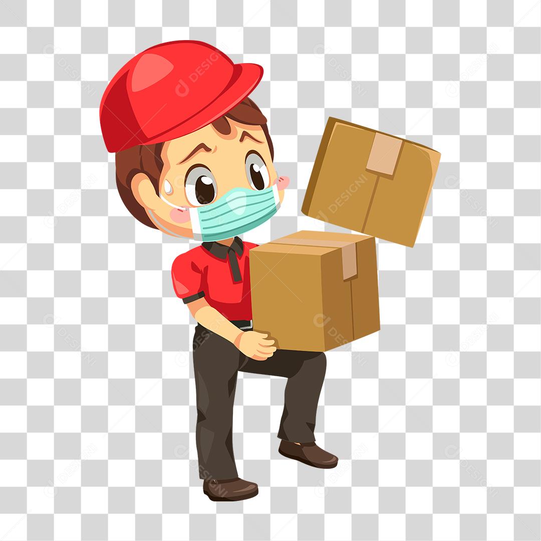 Desenho de pessoa entregando caixa