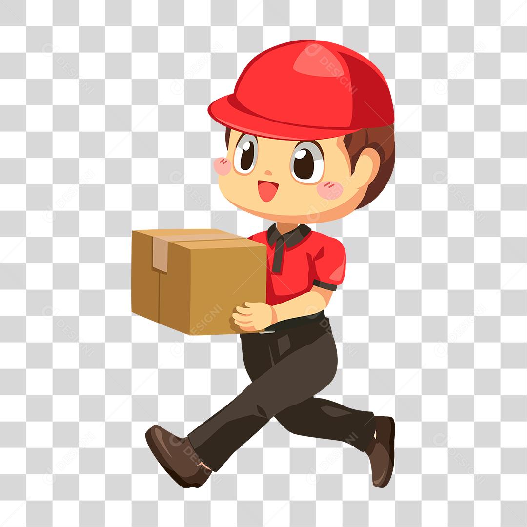 Desenho de pessoa entregando caixa