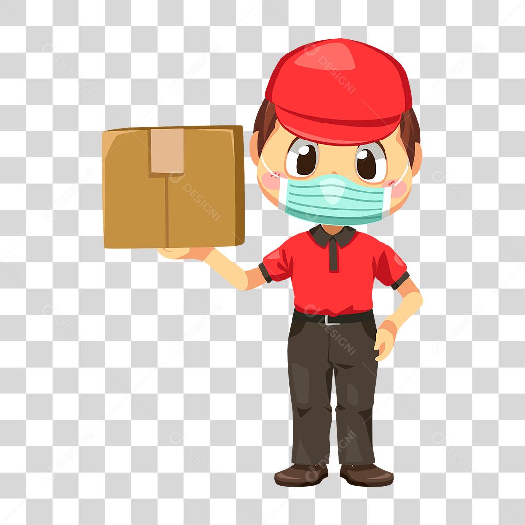 Desenho de pessoa entregando caixa