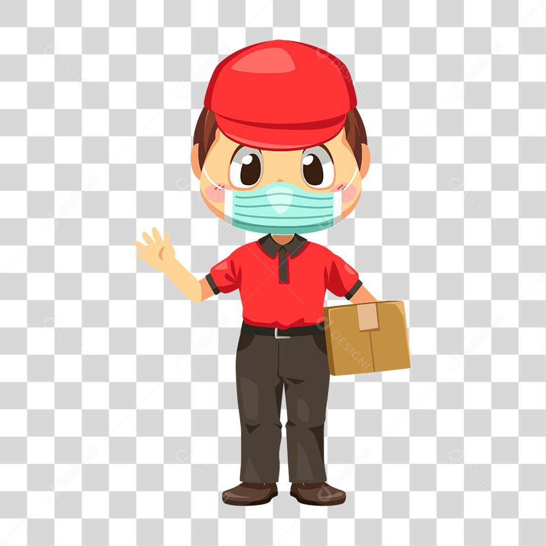 Desenho de pessoa entregando caixa