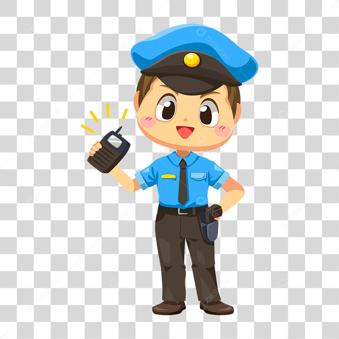 Desenho de policial concluindo seu trabalho