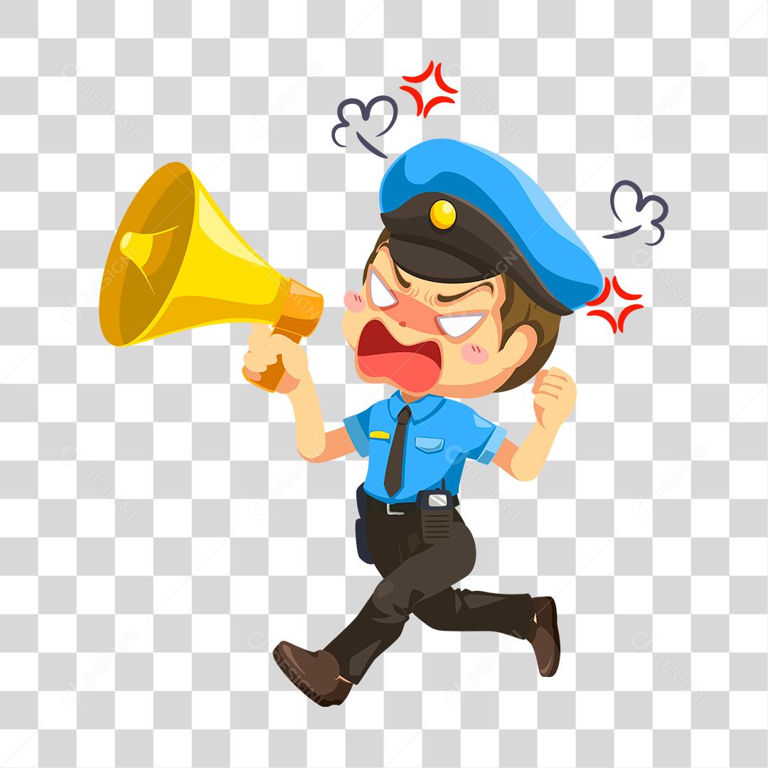 Desenho de policial concluindo seu trabalho