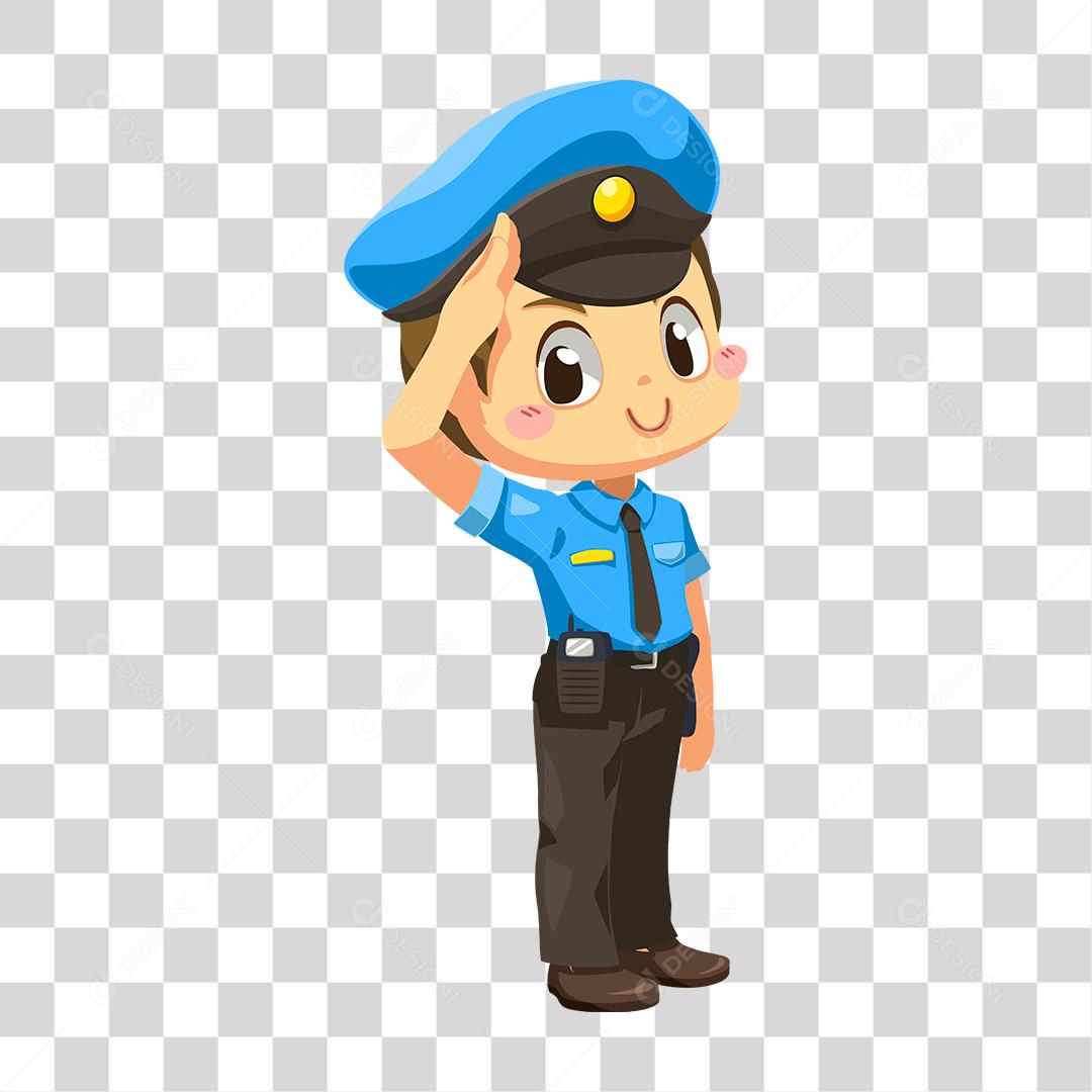 Desenho de policial concluindo seu trabalho