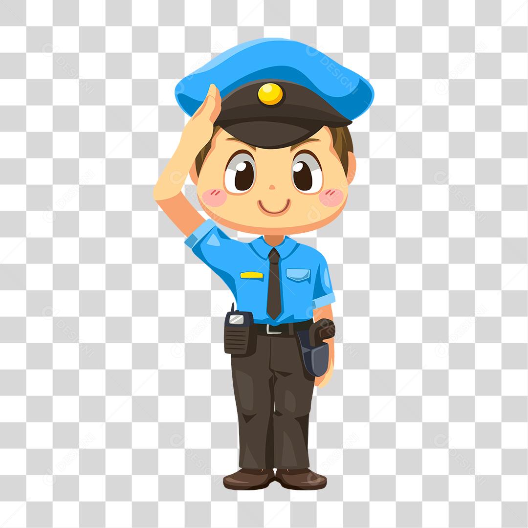 Desenho de policial concluindo seu trabalho