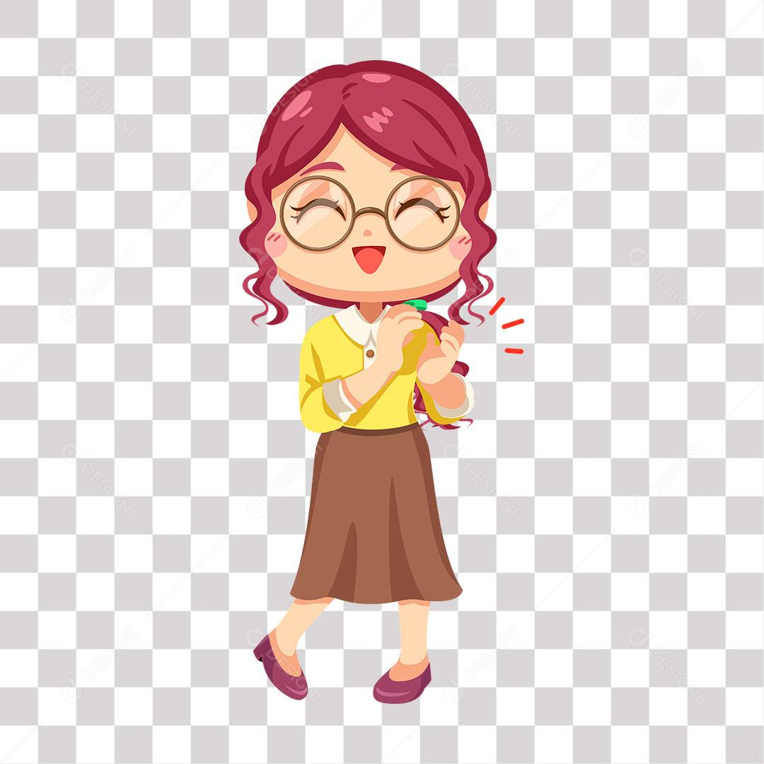 desenho de professora batendo palma feliz