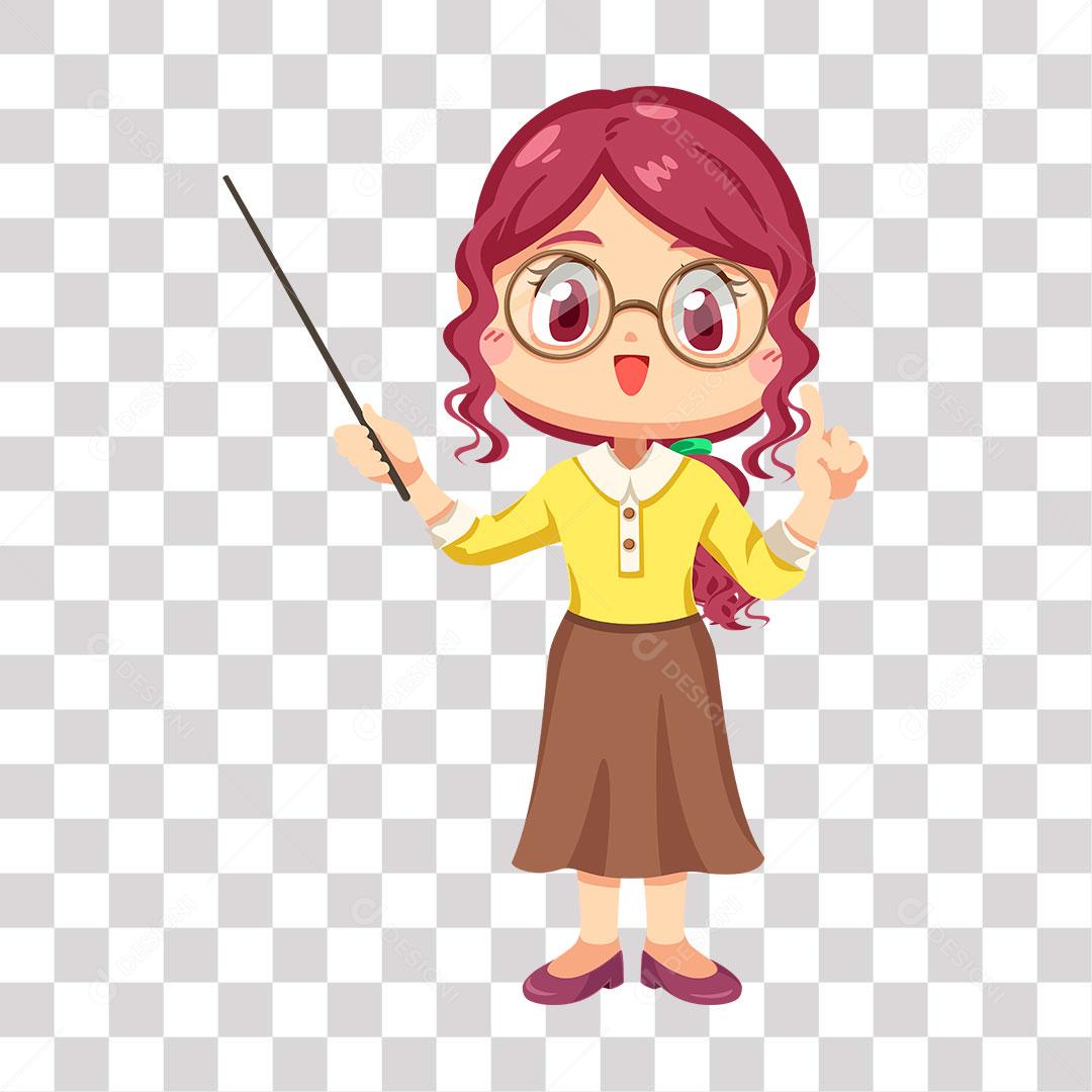 desenho de professora com vareta ensinando
