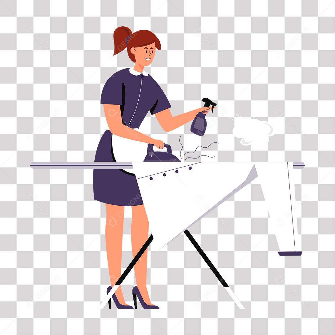 desenho de domestica passando roupa