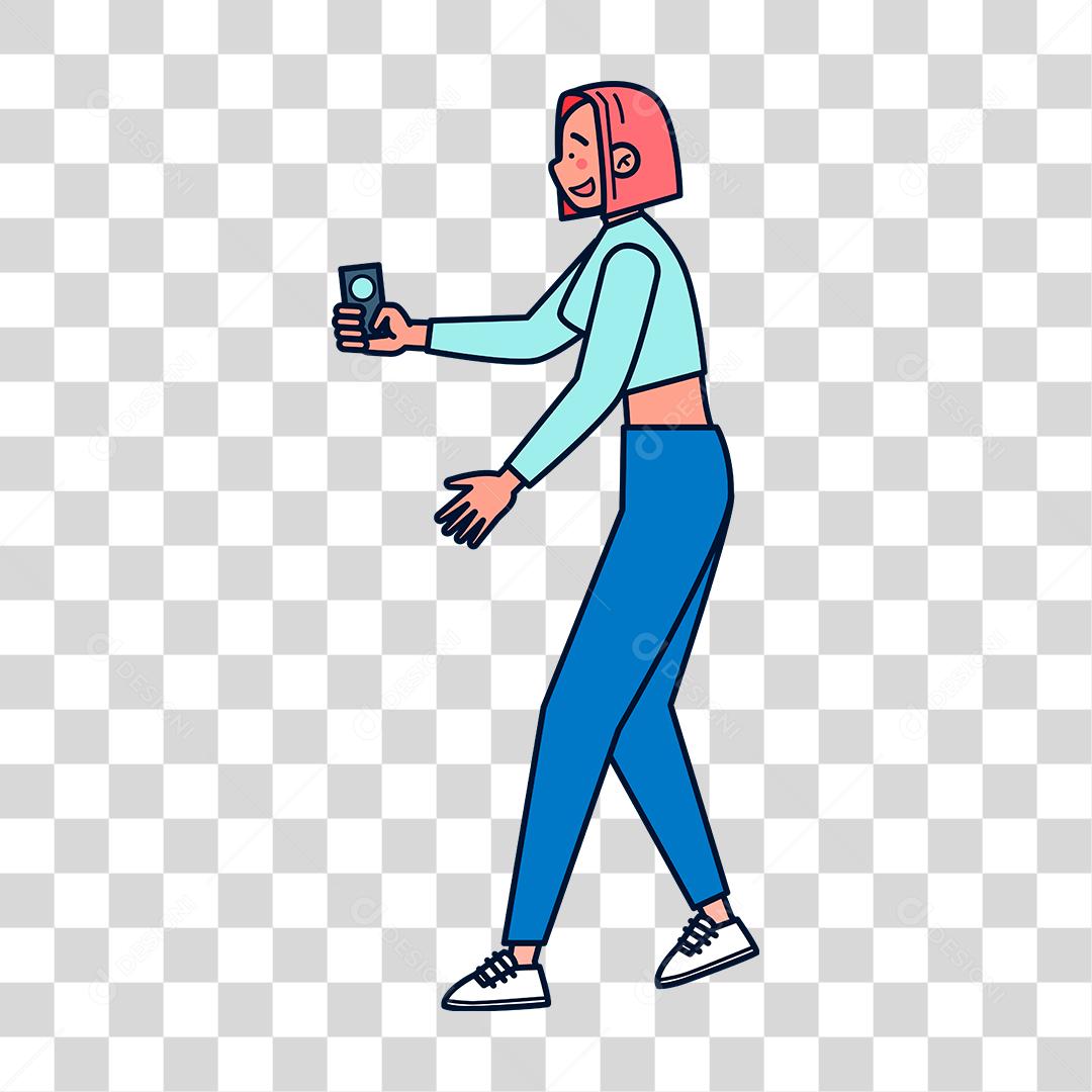 Desenho de linda mulher andando ruas