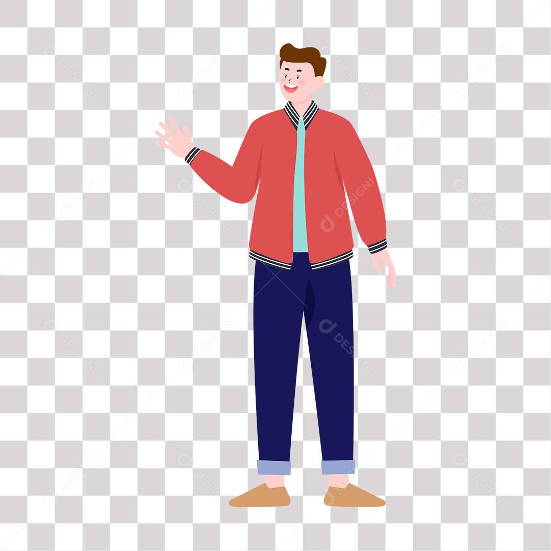 desenho de homem conversando e fazendo sinal com a mão