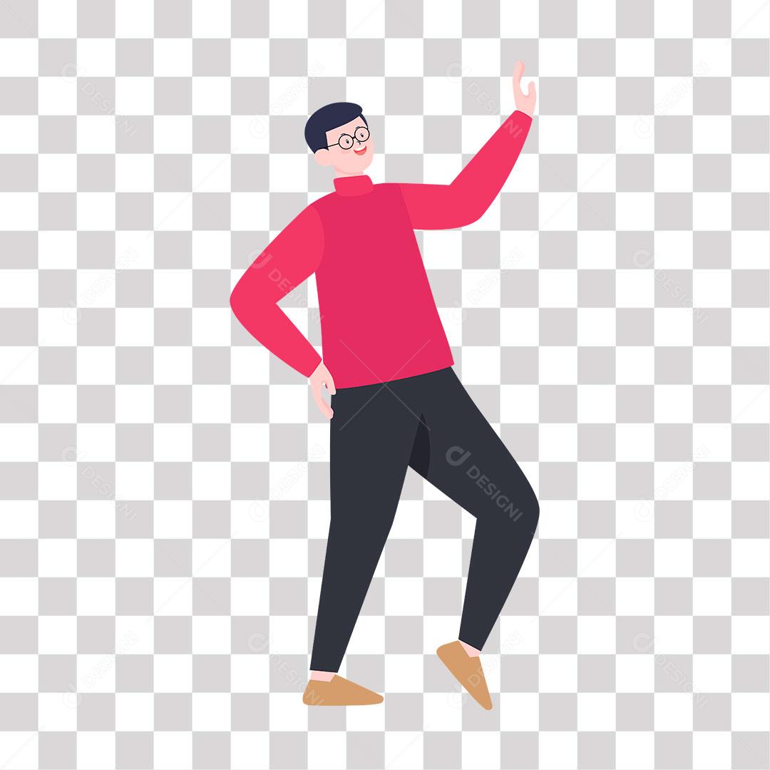 desenho de homem fazendo sinal com as mãos e dançando