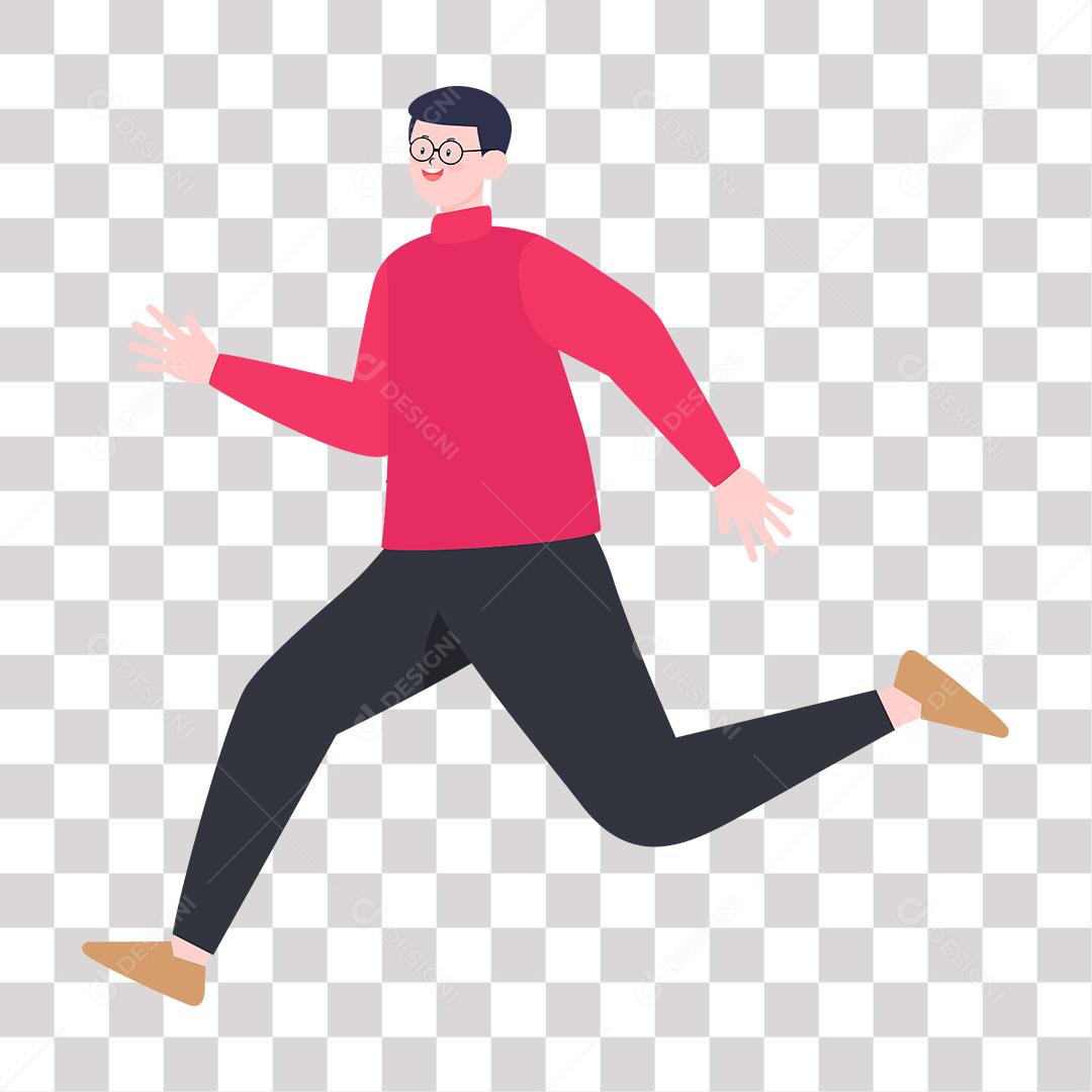 cartoon man running and smiling