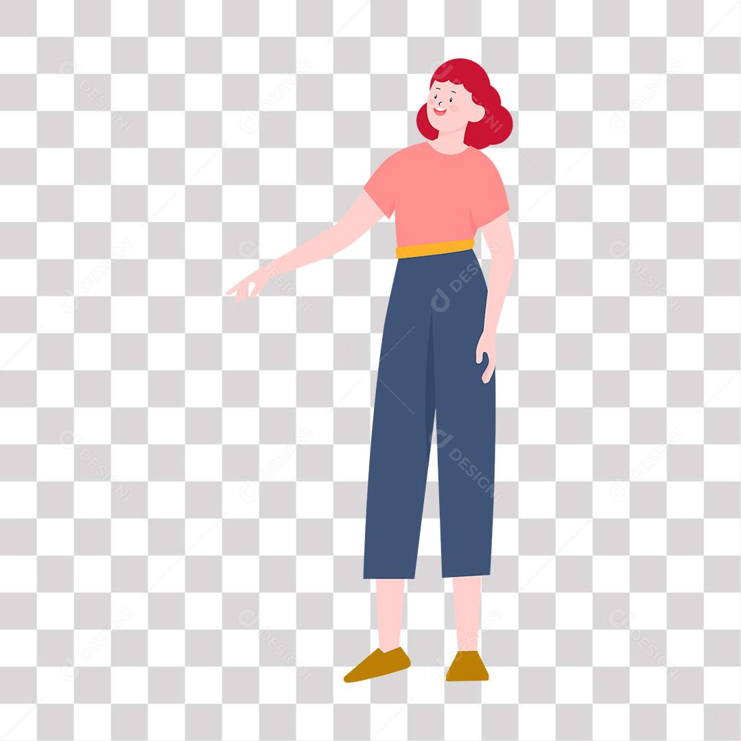 desenho de mulher fazendo sinal de indicação com a mão