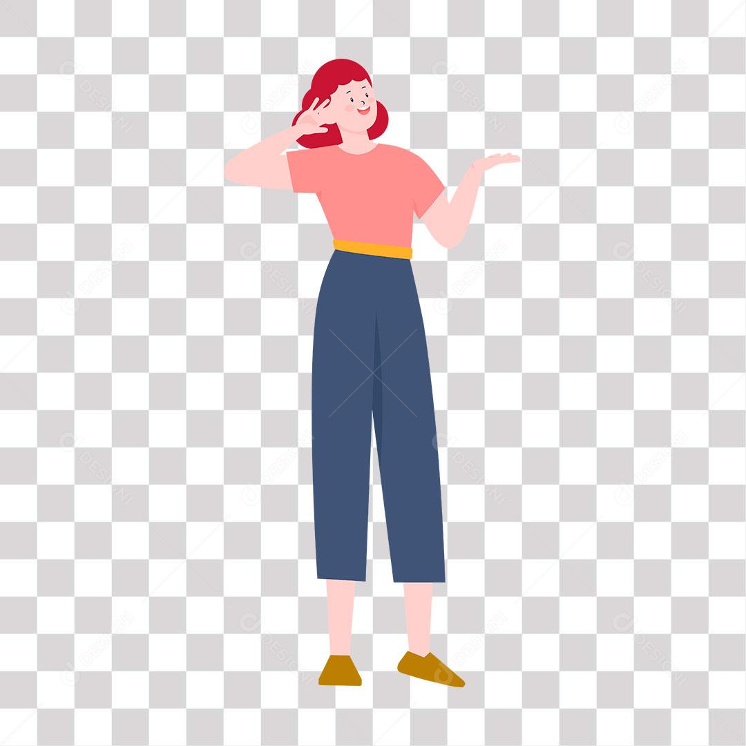 desenho de mulher fazendo sinal com as mãos