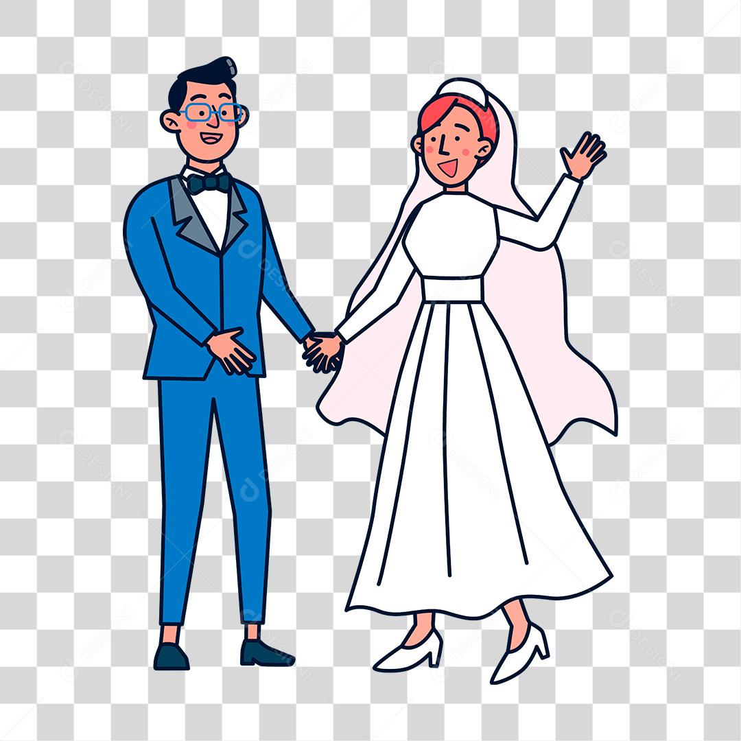 Desenho de casal se casando