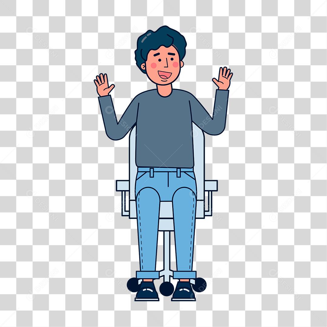 Desenho de homem sentado sobre cadeira