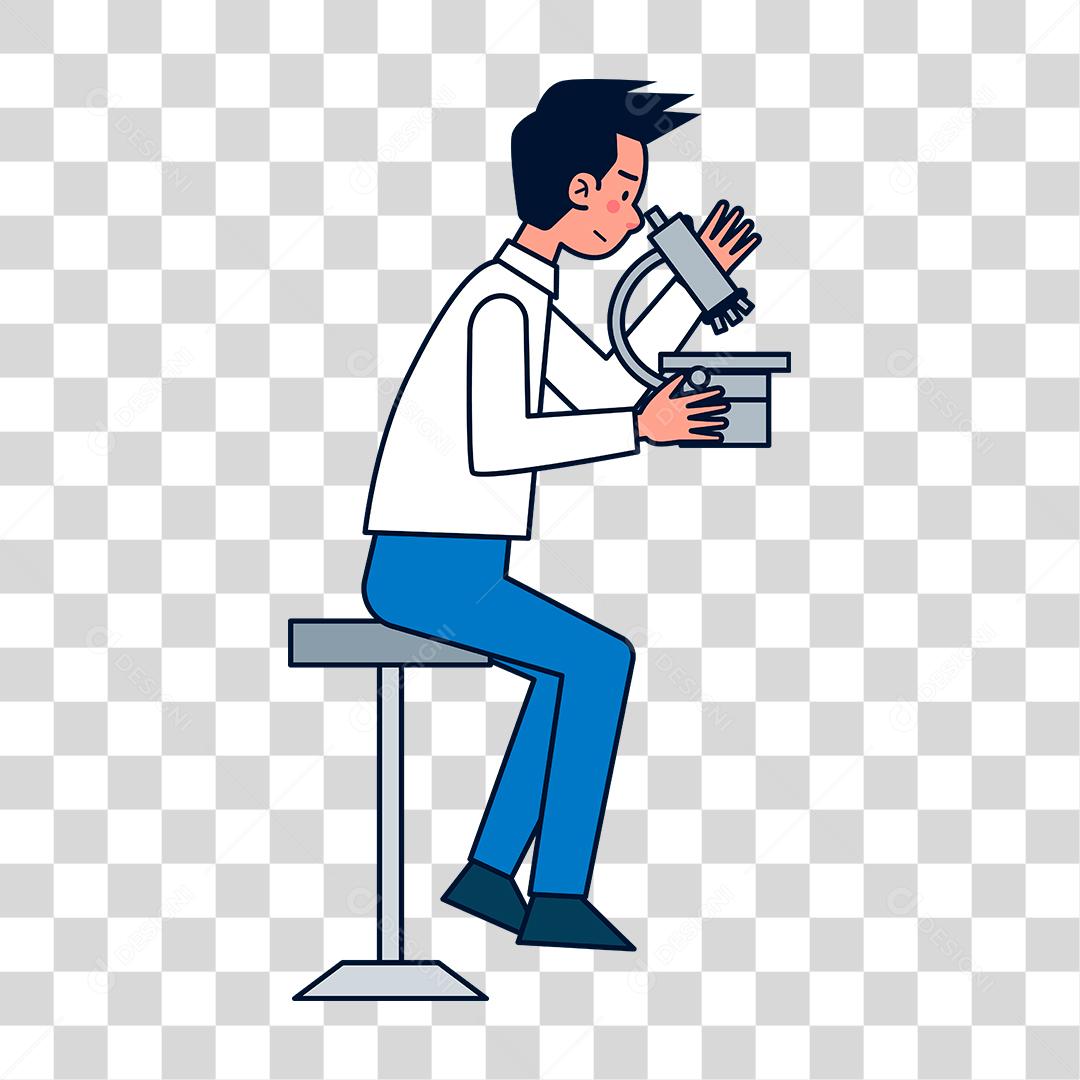 Desenho de homem microbiologista