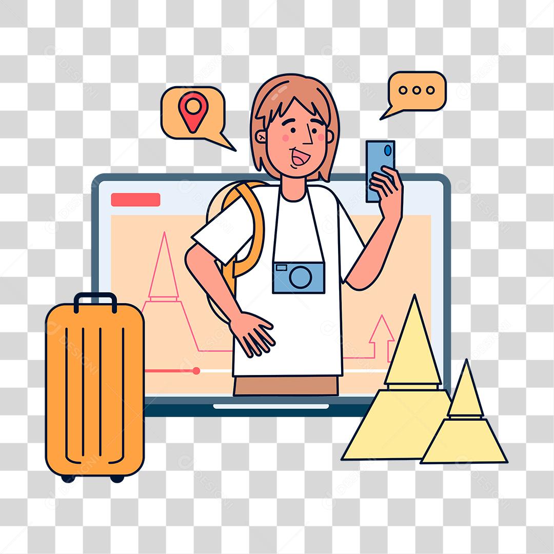 Desenho de homem turista