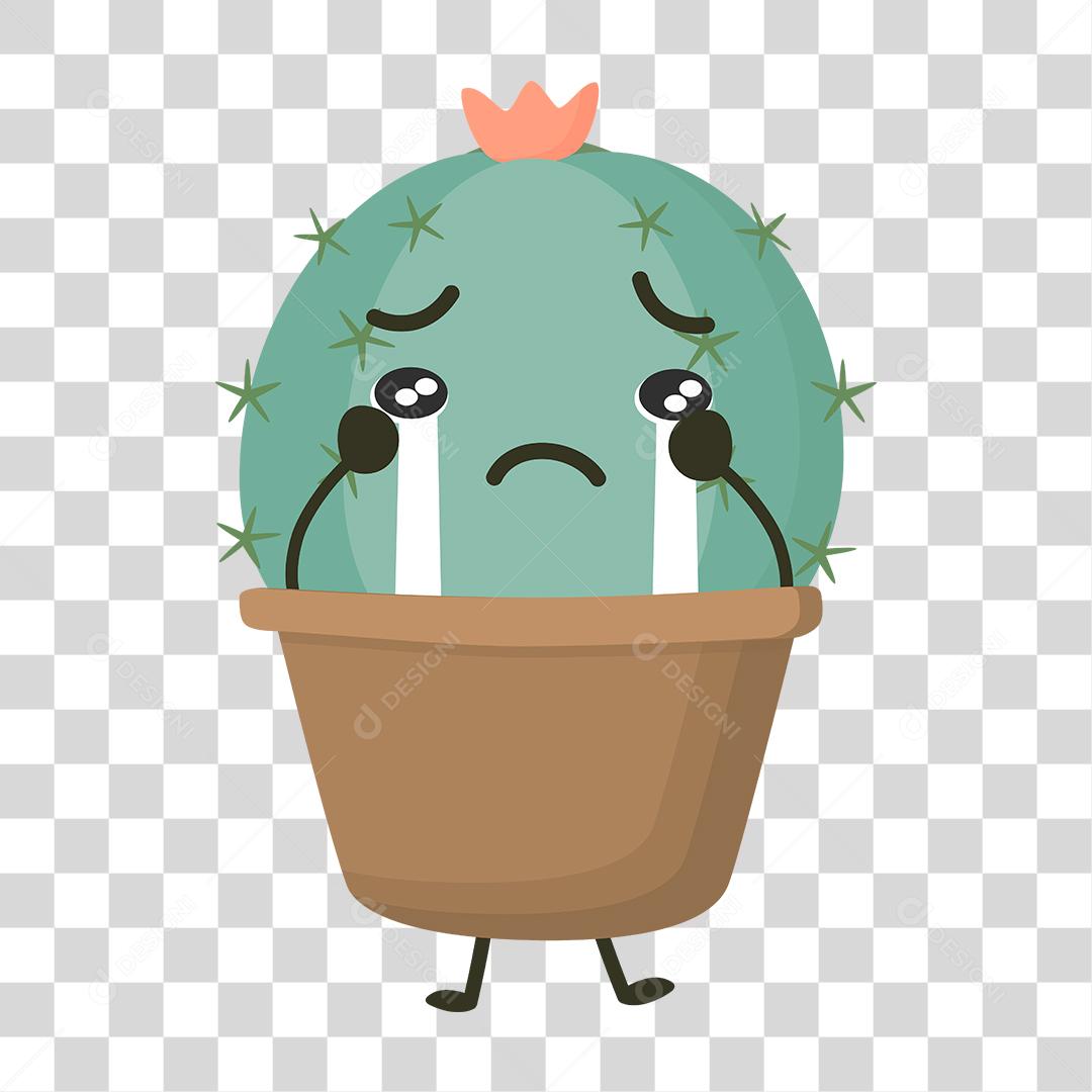 Desenho de um cacto com expressões