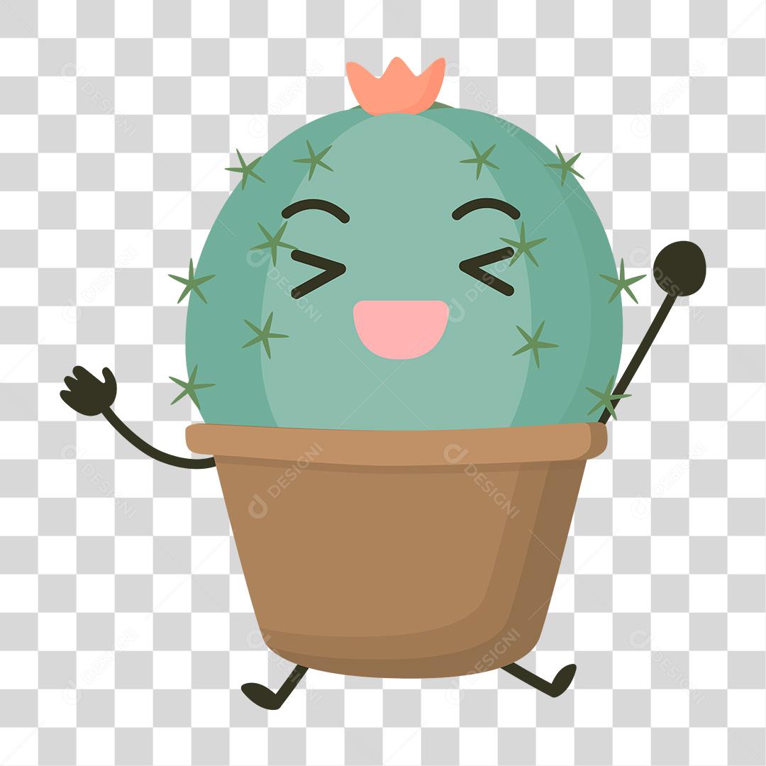 Desenho de um cacto com expressões